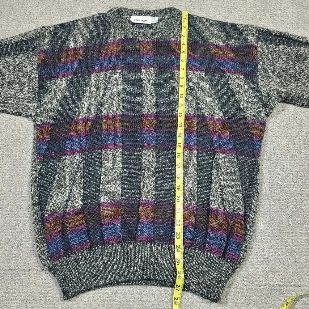 Vintage Damon Sweater Wool Mens Large Made In Italy Cable Knit